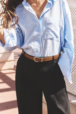 LINEN BELTED STRAIGHT-LEG TROUSERS - Zara фото 22