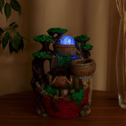 Фонтан настольный «Бочки под деревом с мельницей на камнях», 25×15 см, с подсветкой