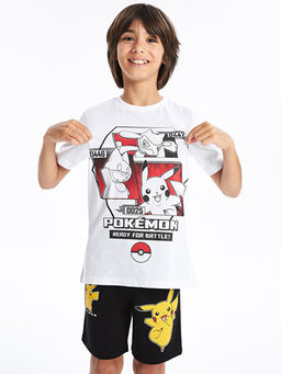 Bisiklet Yaka Pokemon Bask?l? K?sa Kollu Erkek ?ocuk Ti??rt - Waikiki фото 3