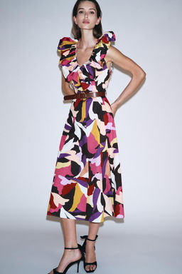 PRINTED POPLIN MIDI DRESS - Zara фото 2