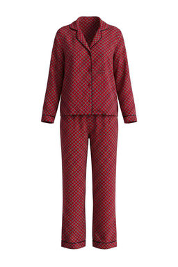 Bordo _i_ekli Biye Detayl_ Dokuma Pijama Tak_m_ THMAW27PT00047