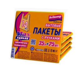 Avikomp пакеты для мусора, 35л*25шт, Стандарт, с Ручками, в Пластах (желтые) 12мкм