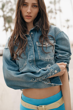 TRF CROP DENIM OVERSHIRT - Zara фото 18