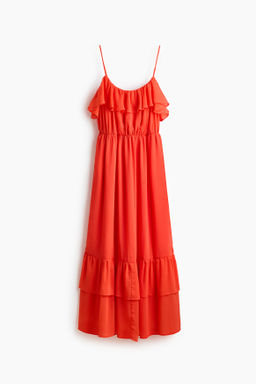Vestido de volantes con tirantes espagueti