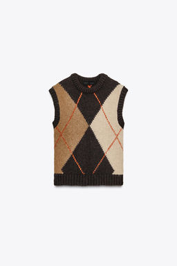 ARGYLE KNIT WAISTCOAT TOP - Zara фото 3