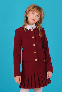 Бордовый школьный жакет для девочки Инфанта, модель 0714