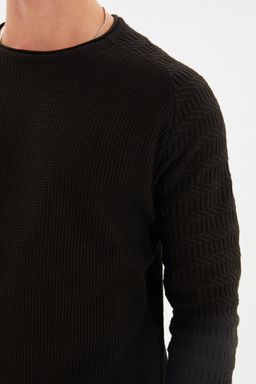 TRENDYOL MAN Gri Slim Fit Dar Kesim Bisiklet Yaka Kol Dokulu Desenli Reglan Kol Triko Kazak TMNAW22KZ0380 - Trendyolmilla фото 4