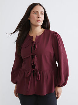 B?y?k Beden Fiyonk Ba?lama Detayl? Kad?n G?mlek