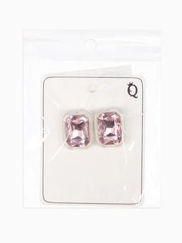 Серьги "Кристалл" прямоугольник грань, цвет прозрачно-розовый