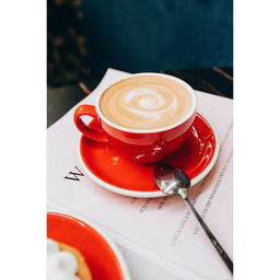 Кофейная пара фарфоровая Magistro Coffee time, 2 предмета: чашка 300 мл, блюдце d=15.5 см, цвет красный