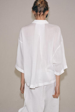 PANTAL?N LINO ABERTURAS ZW COLLECTION / Blanco - Zara фото 3