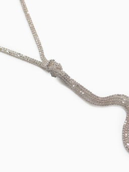 Гарнитур 2 предмета: кулон, серьги Элегантность жгут, цвет белый в серебре, 42 см