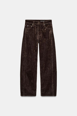 ZW COLLECTION HIGH-WAIST FLOCKED BALLOON JEANS - Zara фото 7