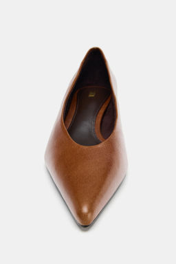 LEATHER KITTEN HEEL SHOES - Zara фото 4