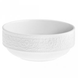 Русь Салатник фарфоровый 520мл, д13,7х5,9см, белый, рельефный декор (Китай)