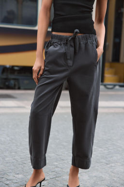 PANTAL?N CINTURA EL?STICA / Gris antracita - Zara фото 2