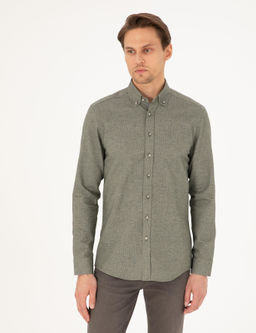 Рубашка Pierre Cardin Slim Fit хаки длинный рукав