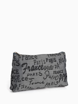 Набор простых косметичек 2 в 1 на молниях, с надписями, серый