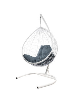Кресло - кокон подвесное «Капля», 90×72×193 см, с искусственным ротангом, белое, с серой подушкой