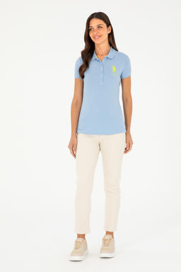 Женская голубая базовая футболка - U.s. polo assn фото 4