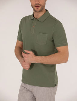 Haki Regular Fit Polo Yaka Basic Ti__rt