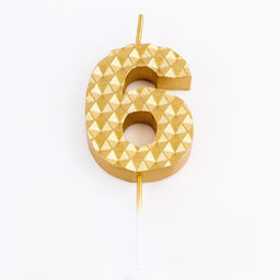 Свеча в торт на шпажке Соты, цифра 6, 7 см, золото - Simaland фото 3
