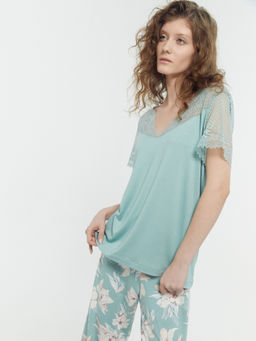 Комплект женский (джемпер, бриджи) зеленый с акварельными цветами - Mark formelle фото 2