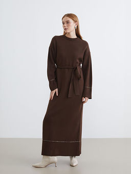 Bisiklet Yaka Ku?akl? Triko Elbise