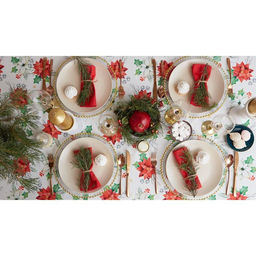 Скатерть новогодняя Этель Christmas red flowers 149?220 см с ГМВО, 100% хлопок, саржа 190 г/м?