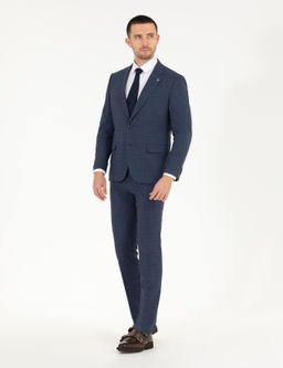 Ekose _ndigo Slim Fit Tak_m Elbise