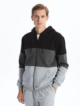 Kap??onlu Uzun Kollu Erkek Fermuarl? Sweatshirt