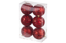 Набор 6 новогодних шаров 9,5*9,5 см Красный - Elan gallery фото 14