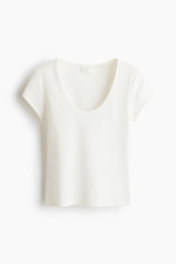 Camiseta acanalada con escote en U - H&m фото 5