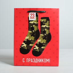 Цена за 2 шт. Пакет подарочный ламинированный, упаковка, «С 23 февраля», MS 18×23×10 см