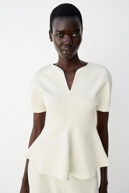 TOP PEPLUM MANGA ABULLONADA / Crudo medio - Zara фото 2