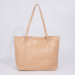 Сумка-шопер женская на молнии, размер 40×14×19 см, однотонная, бежевая