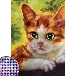 Алмазная мозаика с частичным заполнением на холсте «Котёнок», 15×21 см