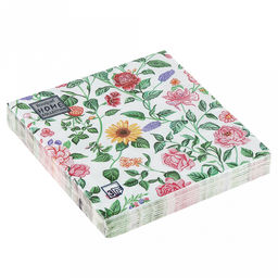 Салфетки бумажные "Bouquet Home Collection Classic" 33х33см, 3-х слойные, 20 штук в упаковке, 100% целлюлоза, "Цветочный калейдоскоп" (Россия)
