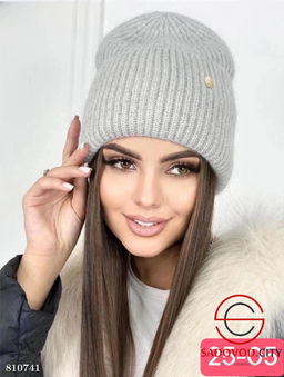 Шапка из ангорской пряжи с двойной вязкой - Bruno фото 2