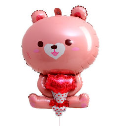 Цена за 5 шт. Воздушный шар фольгированный 33" «Медведь розовый», фигура животного