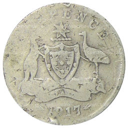 Монета 6 пенсов 1917 года Австралия