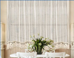 Готовые шторы арт. 12080/300/прям/175, тюль из благородной сетки с кружевом, цвет КРЕМ, шир. 300 см, выс. 175 см, на универсальной шторной ленте. НИЗ ПРЯМОЙ