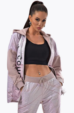 Толстовка из футера комбинированного с принтованной плащевой тканью - А+б коллекция фото 99