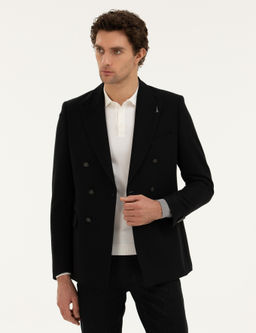 Черная приталенная куртка из смесовой шерсти