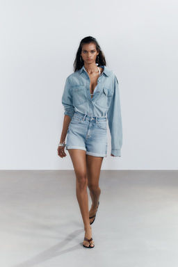 HIGH-WAIST MOM FIT TRF BERMUDA SHORTS - Zara фото 23