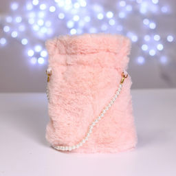 Сумка-мешок детская плюшевая «Зайка», розовая, 22×18×12 см