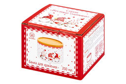 Банка д/хранения 250 мл 9,3*9,3*7 см Весёлые гномики + дер. крышка-подставка с крыш. с сил. уплот. - Elan gallery фото 12