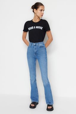 TRENDYOLMILLA Siyah More Sustainable Yuksek Bel Flare Jeans TWOSS23JE00063  фото 6