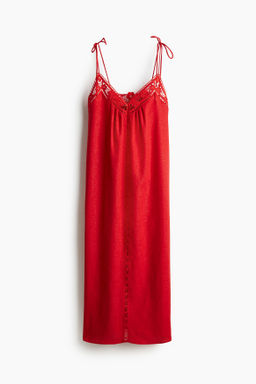 Vestido con bordado ingl?s y tirantes de lazo