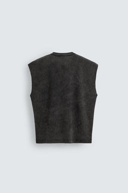 CAMISETA TANK PUNTO ESTAMPADO CABALLOS / Negro